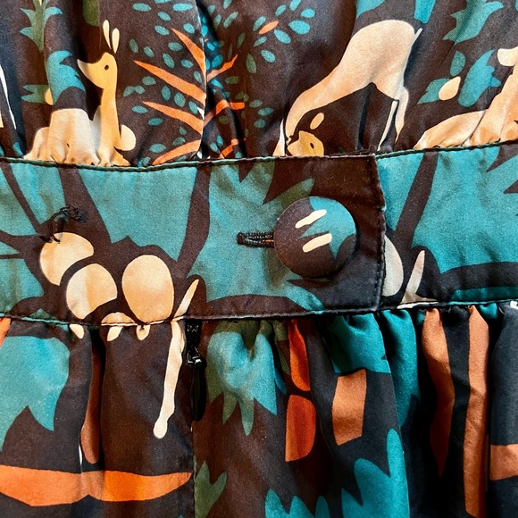 Anthropologie Anna Sui Silk Peplum Deer Blouse 4 - Picture 3 of 7